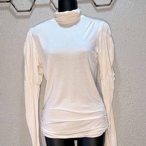 Ralph Lauren Puff Sleeve Ruched Side Silk blend Turtleneck